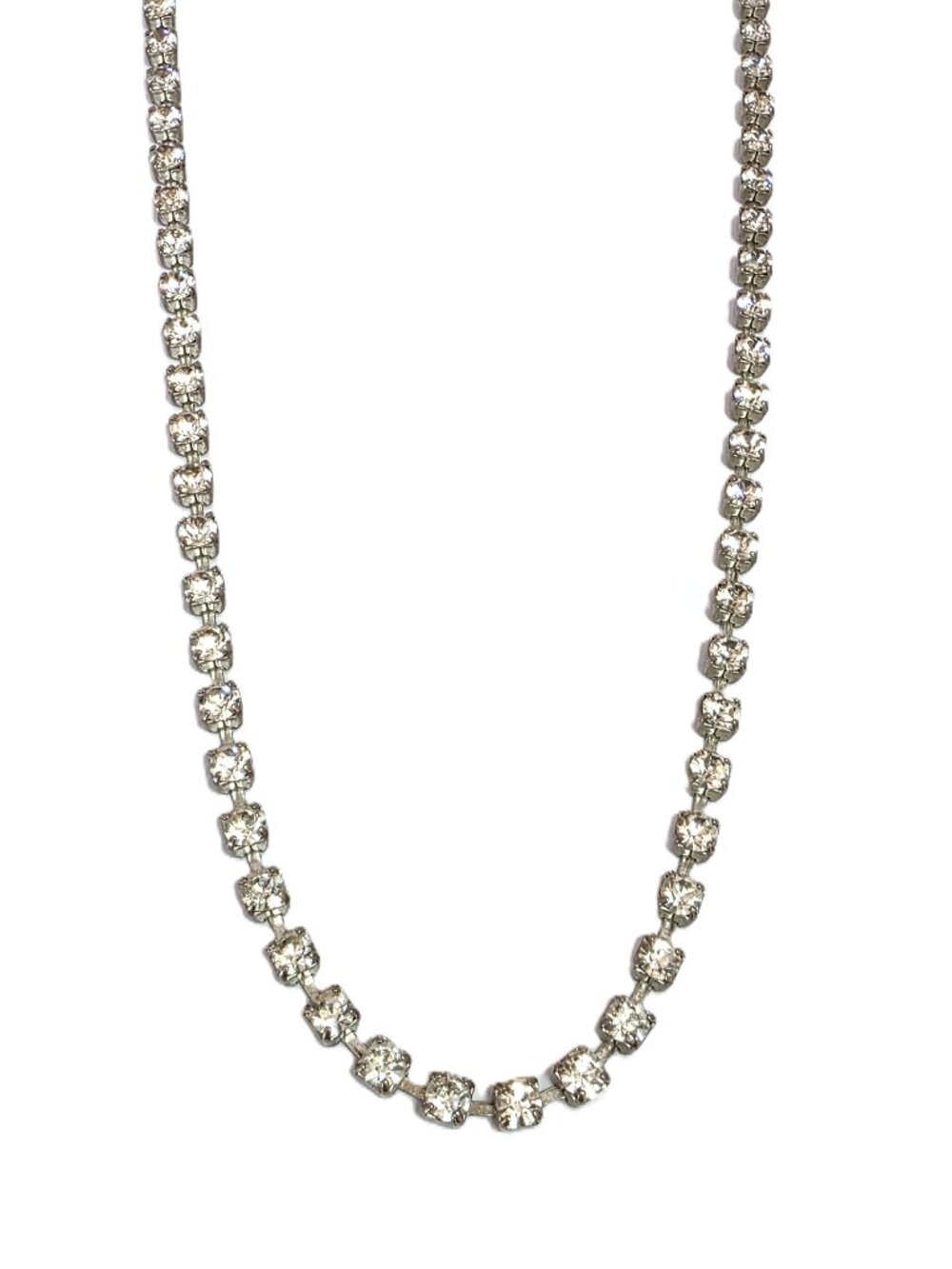 Long single strand rhinestone necklace